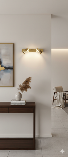 چراغ دیواری دو شعله طلایی با طراحی مدرن