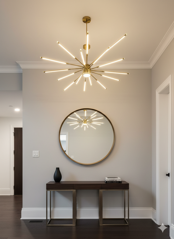 نمای نزدیک از بدنه و حبابهای لوستر خطی ۱۷ شعله